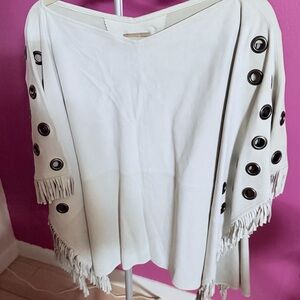 NWT True Religion Leather Poncho with Fringe